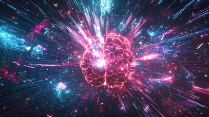 Poster - Explosive ideas unleashed the cosmic brain concept in vibrant colors creative visualization digital art environment