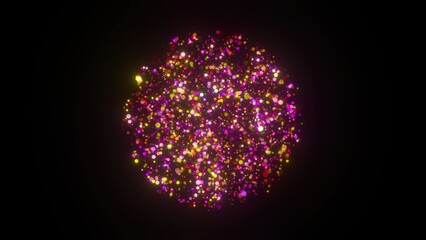 Poster - Sphere of bright particles. Computer generated