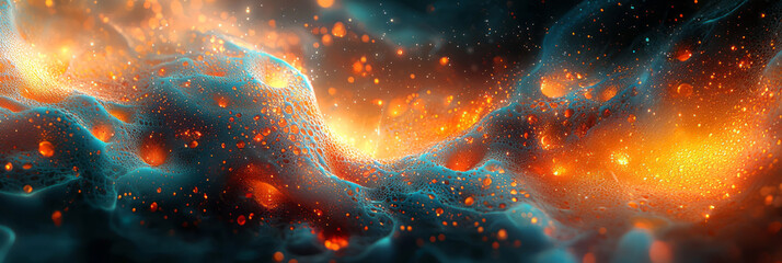 Poster - Fluid shapes in a chaotic yet harmonious arrangement,