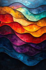 Poster - Undulating waves in a bold abstract composition,
