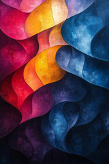 Leinwandbilder - Abstract waves in vibrant pink, blue, and yellow hues,