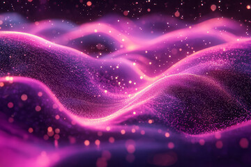 Poster - Flowing abstract waves glowing with purple light,