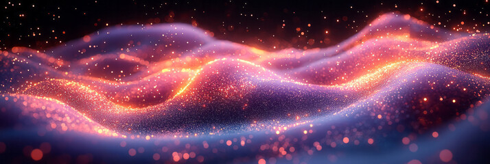 Poster - Dynamic purple waves moving in rhythmic patterns,