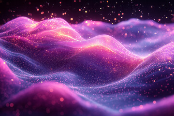 Poster - Abstract waves glowing with deep purple tones,