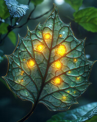 Poster - A cross-section of a leaf showing intricate vein structures,