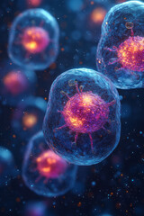 Poster - A magnified view of bacteria swimming in a drop of water,
