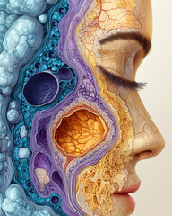 Poster - A cross-section of the human skin showing layers in detail,