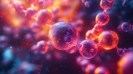 Poster - An abstract visualization of enzymes interacting with molecules,