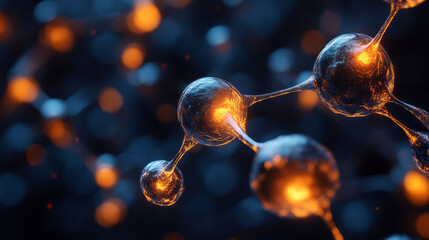 Poster - An abstract visualization of enzymes interacting with molecules,