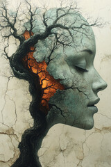 Wall Mural - A surreal depiction of a forest merging with human veins,