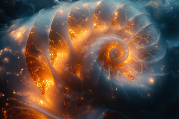 Wall Mural - A conceptual image of evolution represented by glowing spirals,