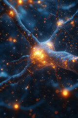 Poster - A surreal illustration of neurons firing in the brain,