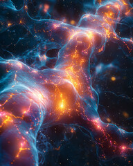 Poster - An abstract art piece showing neural connections in vibrant colors,
