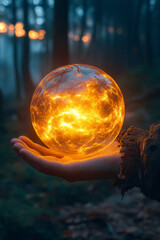 Poster - A person holding a glowing orb representing a single powerful idea,
