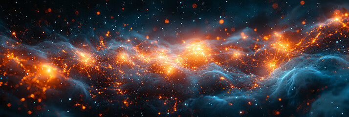 Poster - A glowing neural network floating in a futuristic space,