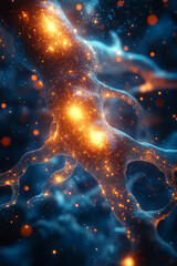 Poster - A conceptual art piece of interconnected glowing neurons,