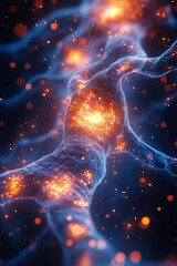 Poster - A conceptual art piece of interconnected glowing neurons,
