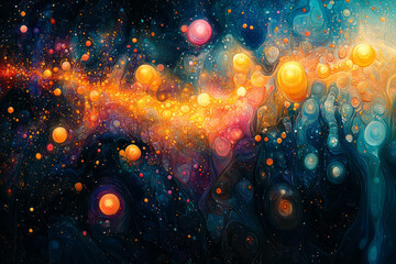 Poster - A glowing mindscape filled with interconnected abstract symbols,