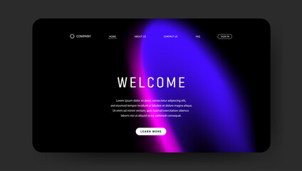 Poster - Abstract wave futuristic design of landing page. retro gradient mesh website design	