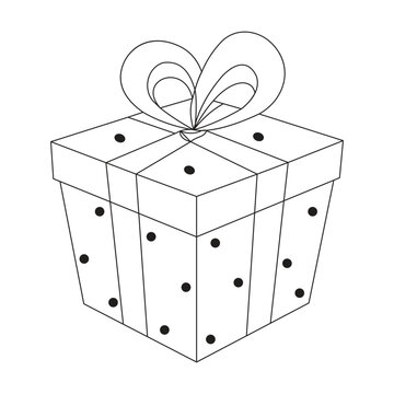 Gift Box with Bow Outline – Festive Line Art for Creative Coloring Fun