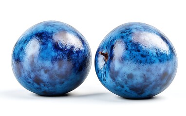 Wall Mural - two blue fruit on a white background