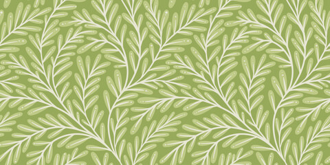 Poster - Leaf climbing vines vector repeat pattern background natural green wallpaper illustration tile