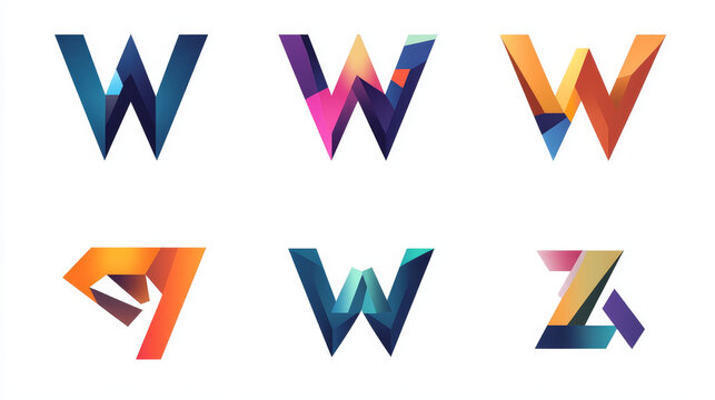 Set of alphabet symbols of letter W, such a logo. Rasterized version also available in gallery