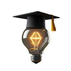 Poster - Creative Light Bulb Wearing Graduate Cap for Education Concept