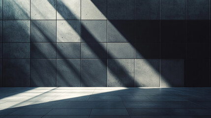 Poster - Light and shadow interplay on a modern concrete wall in a minimalist space