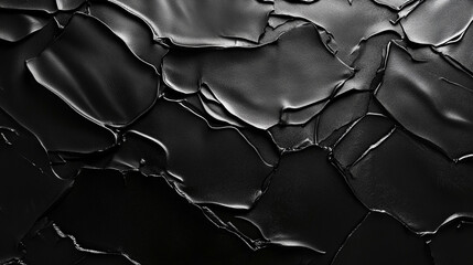 Poster - Textured black surface with layered, cracked appearance creating an abstract design
