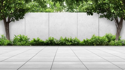 Poster - This architectural feature showcases a concrete wall with rounded corners and a horizontal line, emphasizing minimalistic design and strong contrast.