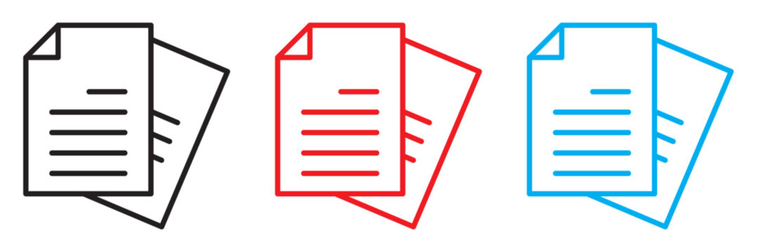 Document icon vector isolated on white background. Paper icon, File Icon, Document, File, Folded paper with a text outlined. Vector icon in flat style.