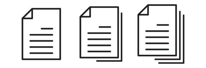 Document icon vector isolated on white background. Paper icon, File Icon, Document, File, Folded paper with a text outlined. Vector icon in flat style.