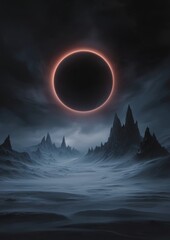 Wall Mural - A dark sky with a large red circle in the center