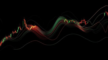 Poster - Abstract Financial Data Visualization with Colorful Wave Patterns