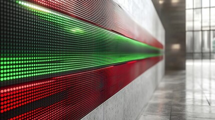 Poster - glowing red and green trading bars displayed on a high tech exchange digital interface abstract fina