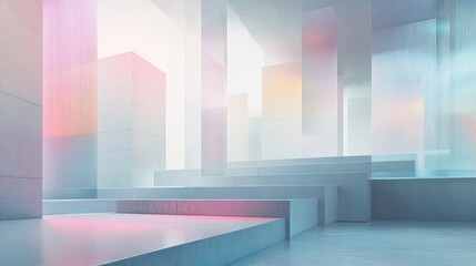 Canvas Print - Abstract pastel architectural interior with light.