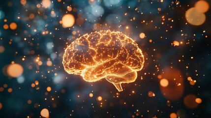 Poster - Vibrant Glowing Brain Symbolizing Intelligence and Creativity