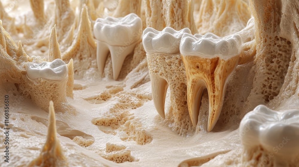 Development Of Pulp Stock-Illustration „Tooth decay 3d vector poster. Teeth on different ...