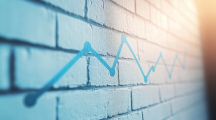 Fototapete - Trend Line Graph on Urban Brick Wall with Soft Lighting Effect