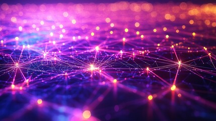 Poster - visually striking image depicting a vibrant interconnected network of glowing lines shapes and energ