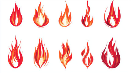 Poster - set of red fire flames for warning symbols, such logo. jpeg version also available in gallery