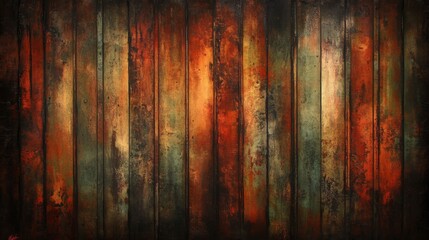 Poster - Abstract Rustic Wooden Textures with Vibrant Colorful Stripes