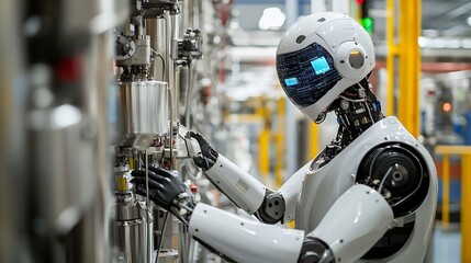 Poster - advanced ai powered robotic systems closely monitoring and controlling the intricate chemical produc