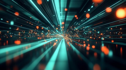 Poster - Vibrant Abstract Light Trails in a Futuristic Digital Environment