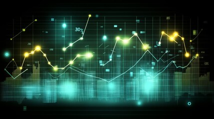 Aufkleber - Futuristic Data Analysis with Vibrant Graphs and Statistical Charts