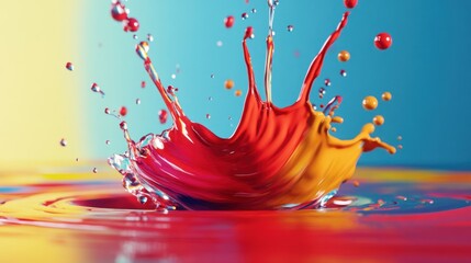 Poster - Vibrant red and yellow paint splash crown.