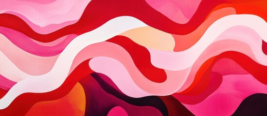 Wall Mural - abstract red, pink, and white wave pattern.