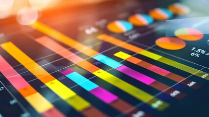 Poster - Colorful Data Visualization Engaging Charts and Graphs Showcasing Statistics, Trends, and Analysis in Business Technology