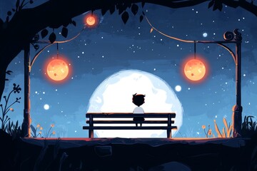 Poster - A pixel art depiction of a tiny character traveling across floating platforms in a surreal, dreamlike world full of glowing orbs and whimsical details